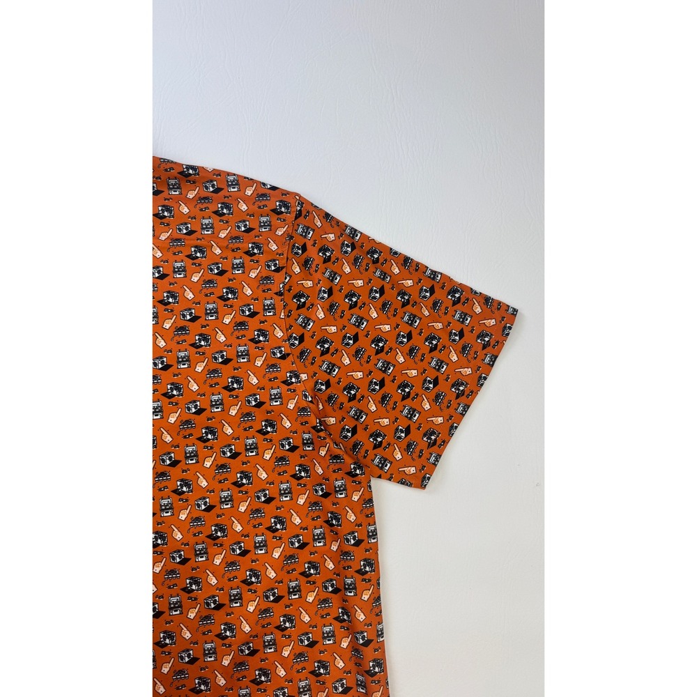 Old Row Men XL Orange Tailgate Print Performance Polo Shirt Short Sleeve Stretch - Picture 13 of 16